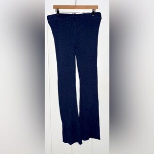 Aerie Rib Knit Drawstring Closure Flare Leg Pants Women L Warm Pull-On‎ Stretch